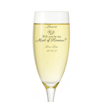 Will You Be My Maid Of Honour Personalised Champagne Flute