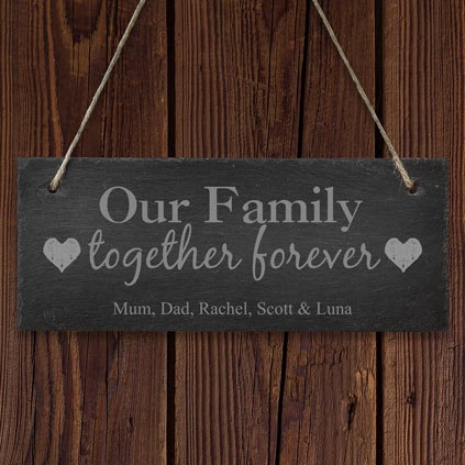 Personalised Our Family Hanging Slate Sign