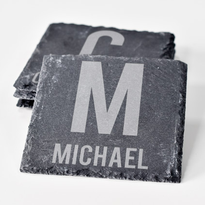 Personalised Set Of Slate Coasters Any Initial And Name