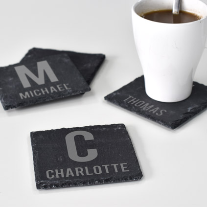 Personalised Set Of Slate Coasters Any Initial And Name