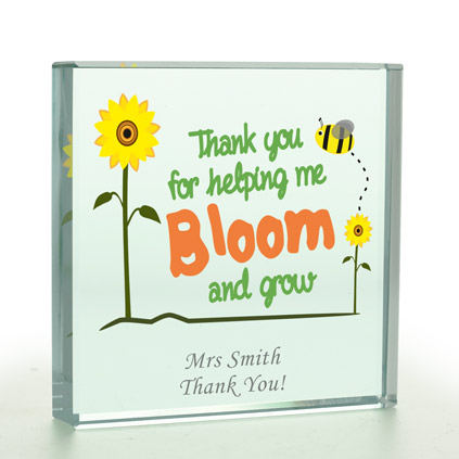 Personalised Thank You For Helping Me Bloom Glass Token