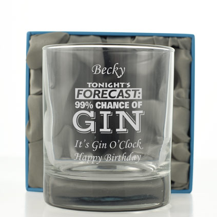 Personalised 99% Chance Of Gin Glass Tumbler