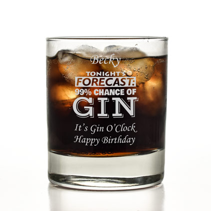 Personalised 99% Chance Of Gin Glass Tumbler