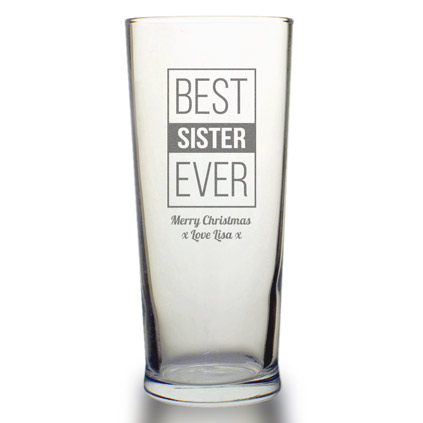 Personalised Best Sister Ever Pint Glass
