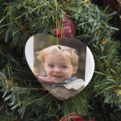 Personalised Ceramic Heart Photo Bauble Decoration