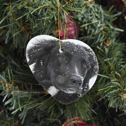 Personalised Ceramic Heart Photo Bauble Decoration