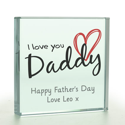 Personalised I Love You Daddy Glass Token