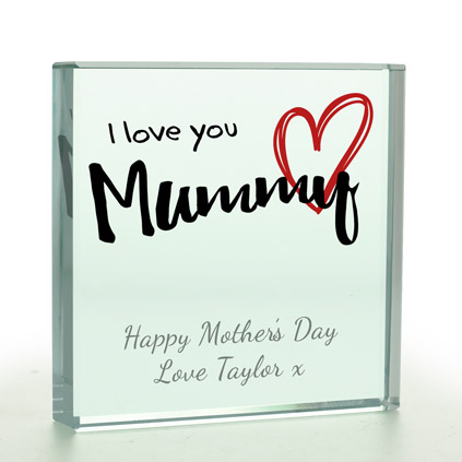 Personalised I Love You Mummy Glass Token