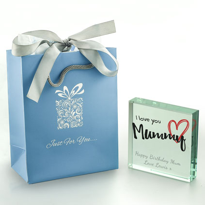 Personalised I Love You Mummy Glass Token