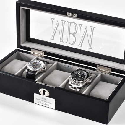 Personalised Luxury Black Watch Box