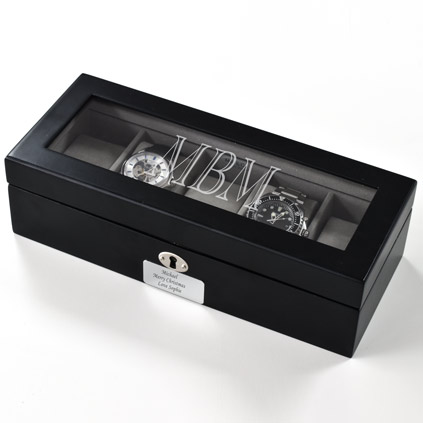 Personalised Luxury Black Watch Box