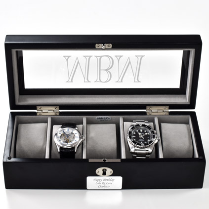 Personalised Luxury Black Watch Box