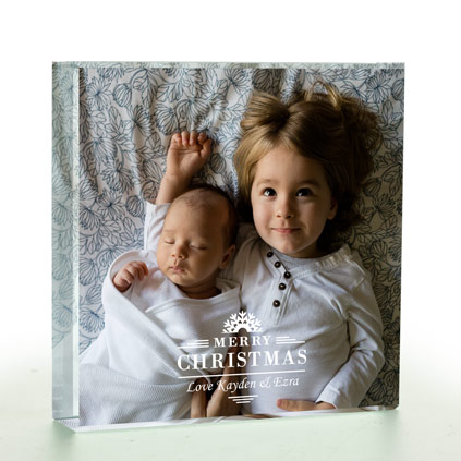 Personalised Photo Upload Glass Token - Merry Christmas