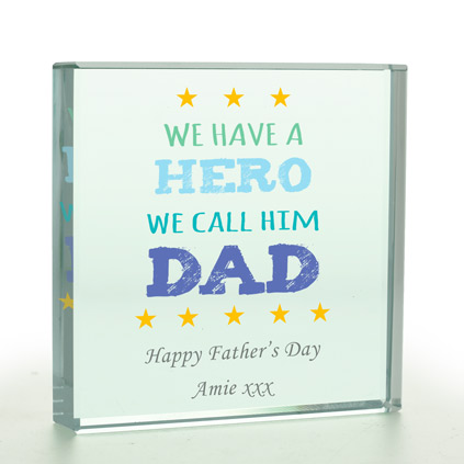 Personalised Glass Token - We Have A Hero We Call Dad