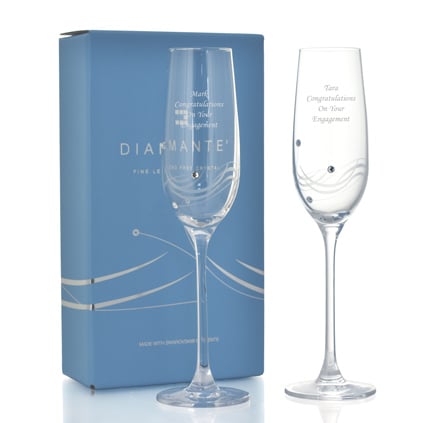 Personalised Pair Petite Lunar Champagne Flutes With Swarovski Elements
