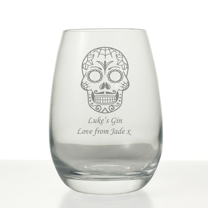 Personalised Sugar Skull Gin Glass
