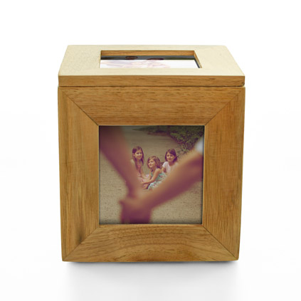 Personalised Oak Keepsake Photo Cube