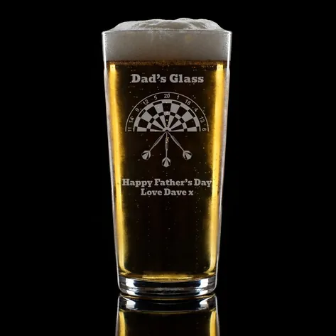 Personalised Darts Straight Pint Glass