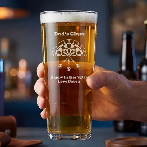 Personalised Darts Straight Pint Glass