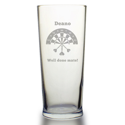 Personalised Darts Straight Pint Glass