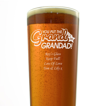 Personalised Grand In Grandad Pint Glass