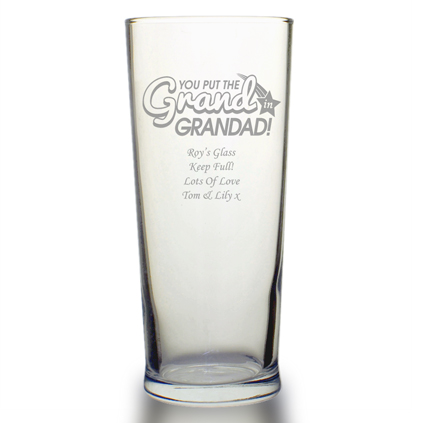 Personalised Grand In Grandad Pint Glass