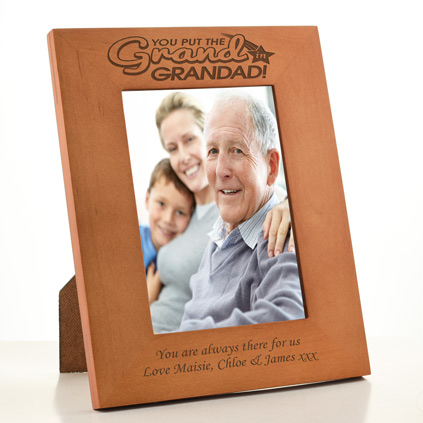Personalised Grand In Grandad Wooden Photo Frame