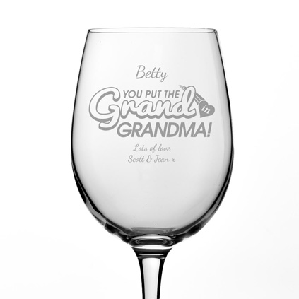 Personalised Grand In Grandma Wine Glass