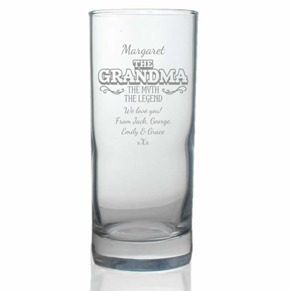 Personalised Hiball Glass - The Grandma, The Myth, The Legend