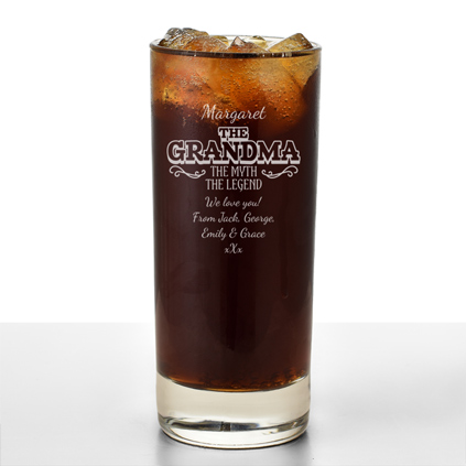 Personalised Hiball Glass - The Grandma, The Myth, The Legend