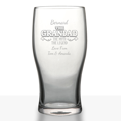 Personalised Pint Glass - The Grandad, The Myth, The Legend