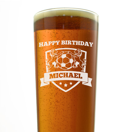 Personalised Football Badge Pint Glass