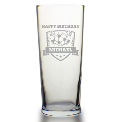 Personalised Football Badge Pint Glass