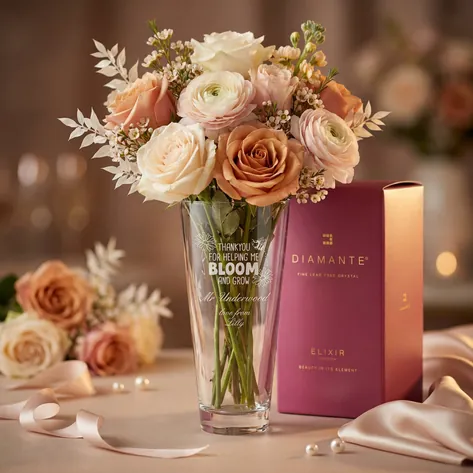 Personalised Conical Vase - Thank You For Helping Me Bloom