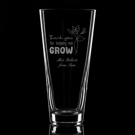 Personalised Conical Vase - Thank You For Helping Me Grow