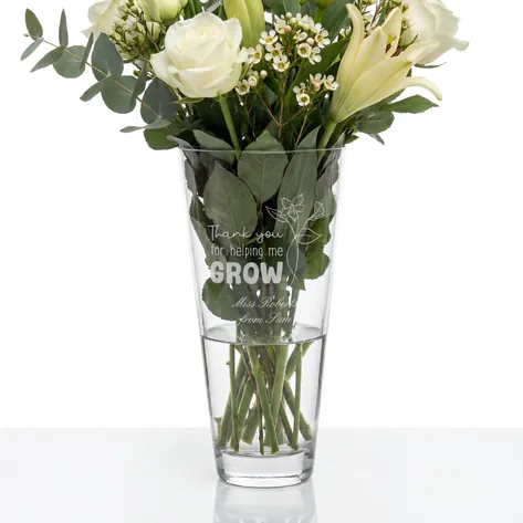 Personalised Conical Vase - Thank You For Helping Me Grow