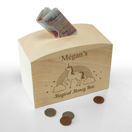 Personalised Unicorn Wooden Money Box