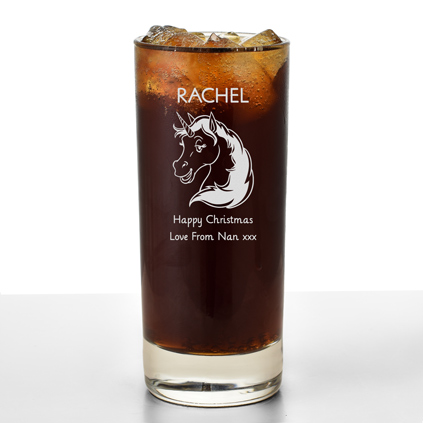 Personalised Unicorn Hiball Glass