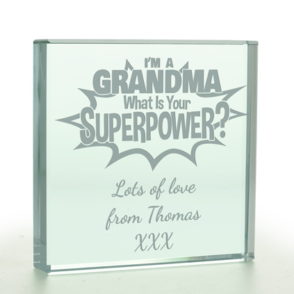 Personalised Superpower Grandma Glass Token