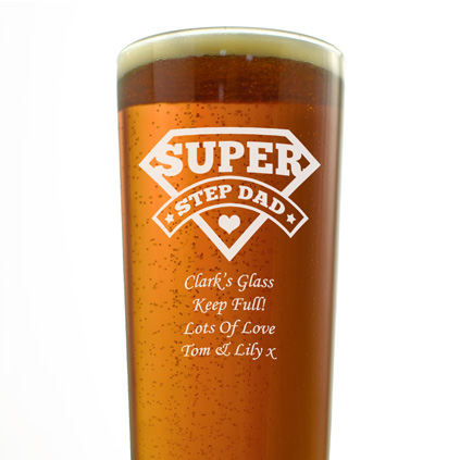 Personalised Super Step Dad Straight Pint Glass