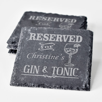 Personalised Gin & Tonic Slate Coaster Set