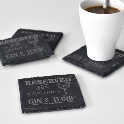 Personalised Gin & Tonic Slate Coaster Set