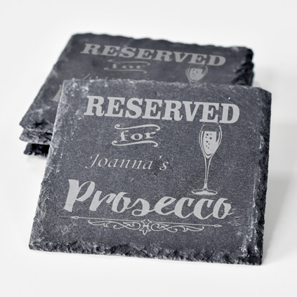 Personalised Prosecco Slate Coaster Set