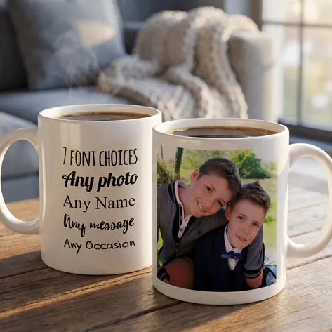Personalised Photo Mug - Photo Upload And Message