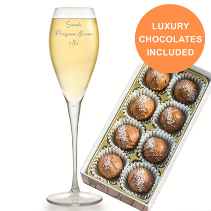 Personalised Prosecco Glass With Luxury Prosecco Truffles