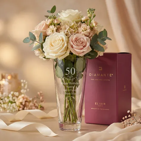 Personalised Conical Vase - Any Year Birthday Anniversary Gift