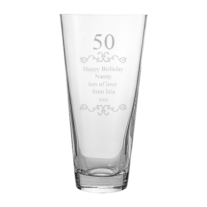 Personalised Conical Vase - Any Year Birthday Anniversary Gift