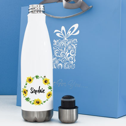 Personalised Water Bottle 500ml - Sunflowers