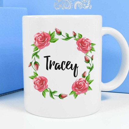 Personalised Mug - Wreath Of Roses