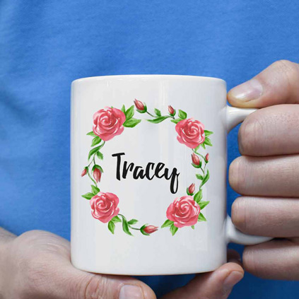 Personalised Mug - Wreath Of Roses